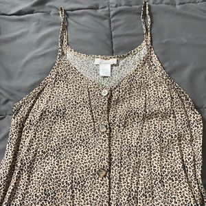 Button up leopard spaghetti tank